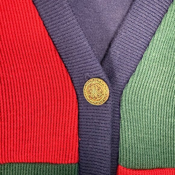 VTG Company Collection Color Block Cardigan Embroidered Preppy Academic Size XL - Picture 6 of 8